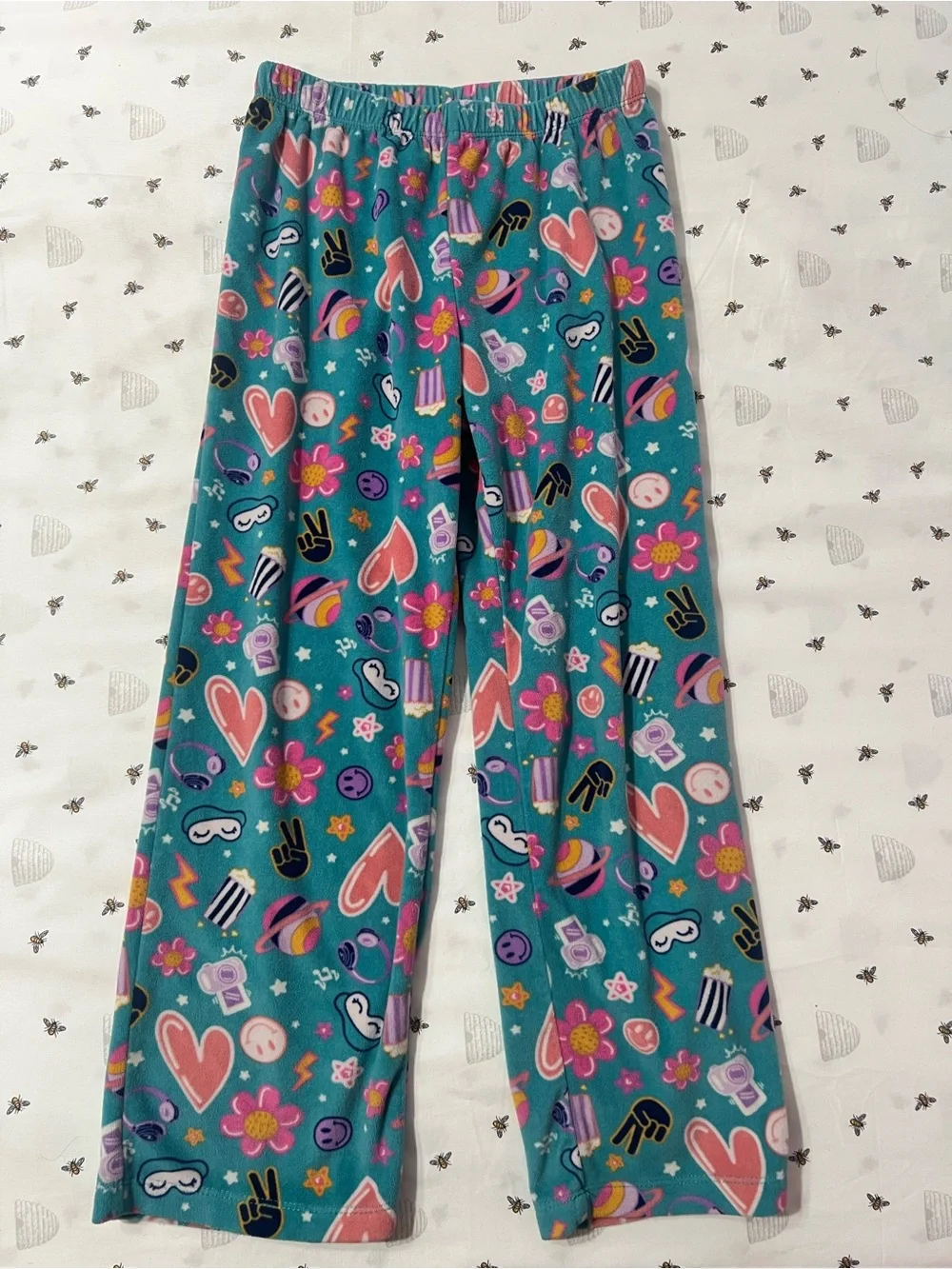 wonder nation Teal Floral & Icon Print Pajama Bottoms with Pink Accents